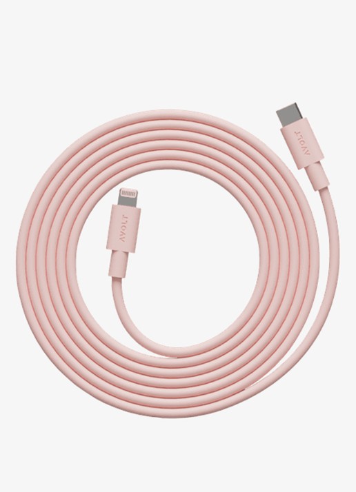 Avolt USB-C to Lightning oplaadkabel 60W - 2 meter - voorkant 2 roze