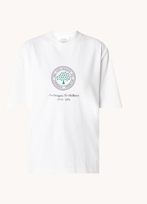 Axel Arigato AA x Mulberry Box Fit T-shirt met logo - unisex - voorkant 5 wit