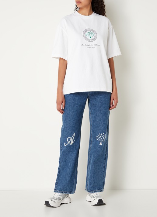 Axel Arigato AA x Mulberry Box Fit T-shirt met logo - unisex - voorkant 6 wit
