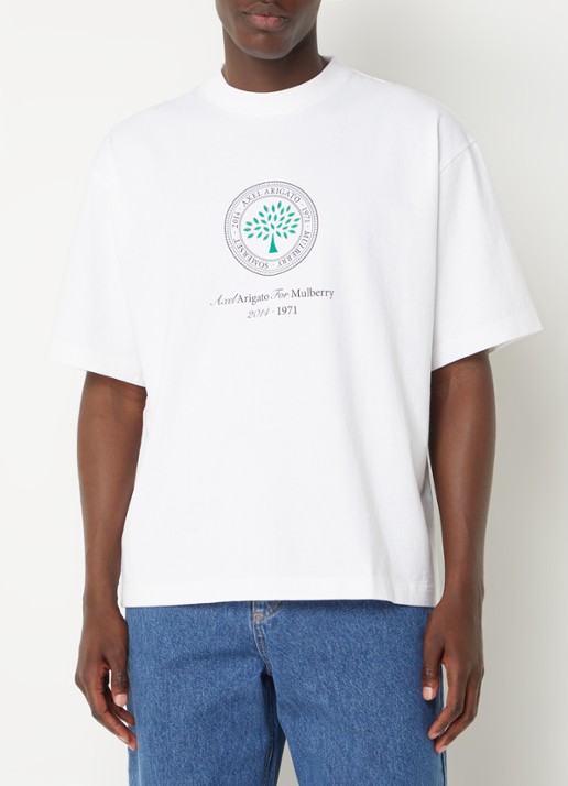 Axel Arigato AA x Mulberry Box Fit T-shirt met logo - unisex - detail 4 wit