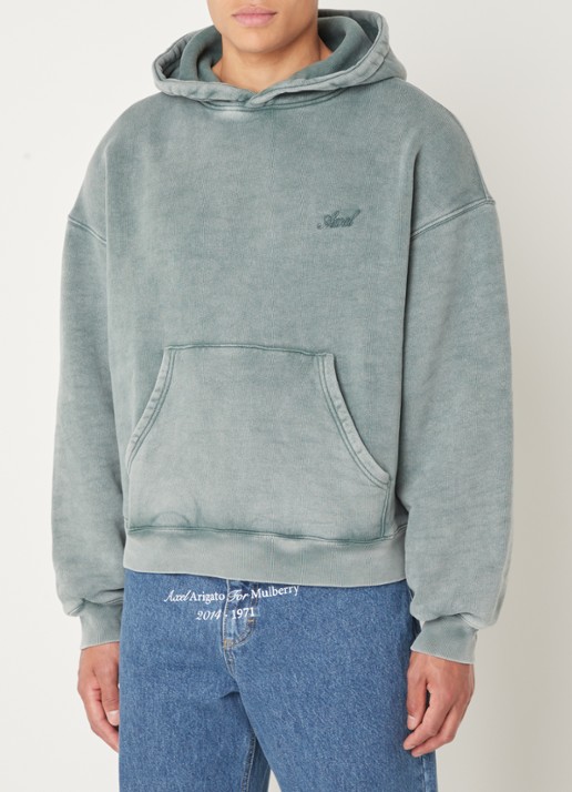 Axel Arigato Basket oversized hoodie met logoborduring  - detail 4 mint
