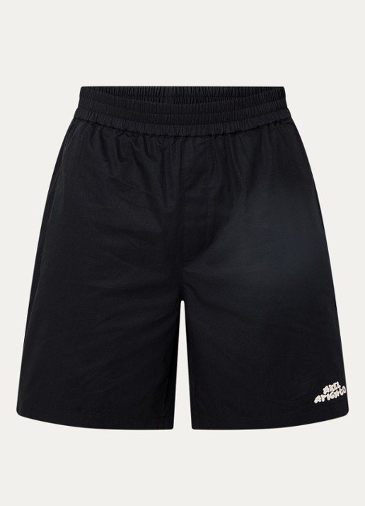 Axel Arigato Heath wide leg korte broek met steekzakken en logoborduring - voorkant 2 zwart
