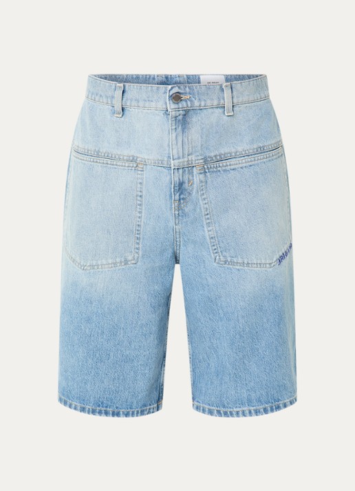 Axel Arigato Wide fit korte broek van denim met lichte wassing - voorkant indigo