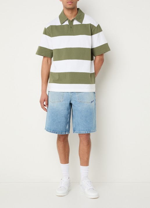 Axel Arigato Wide fit korte broek van denim met lichte wassing - voorkant 2 indigo