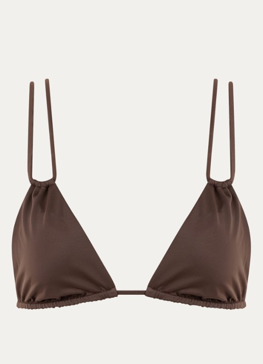 Aya Label The Rhea triangel bikinitop met uitneembare vulling - voorkant 4 donkerbruin