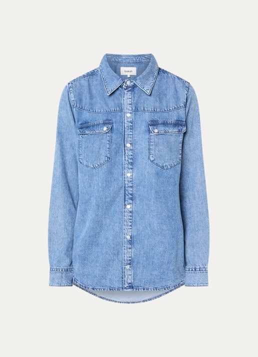 ba&sh Adali blouse van denim  - voorkant 3 blauw