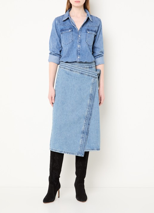 ba&sh Adali blouse van denim  - voorkant 4 blauw