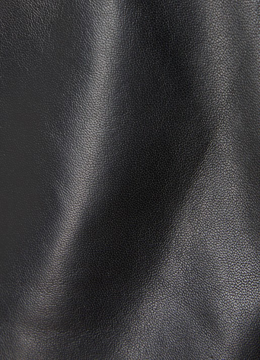 ba&sh Aglae high waist wide fit korte broek van lamsleer met steekzakken - detail 5 zwart