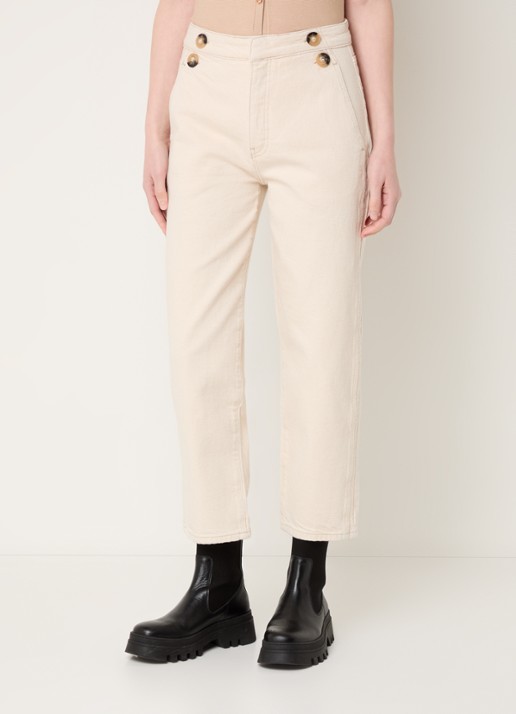 ba&sh Aimmer high waist cropped slim fit jeans met gekleurde wassing - detail 3 creme