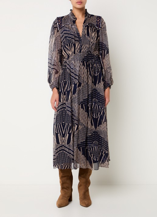 ba&sh Antal midi tuniek jurk met V-hals en print