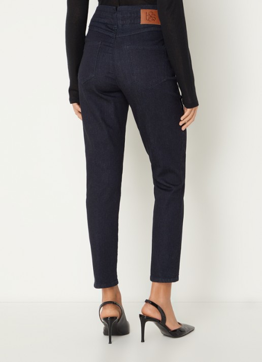 ba&sh Anzo high waist slim fit cropped jeans met donkere wassing - achterkant indigo