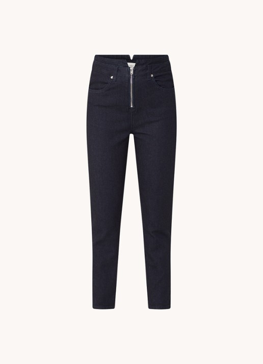 ba&sh Anzo high waist slim fit cropped jeans met donkere wassing - voorkant 3 indigo