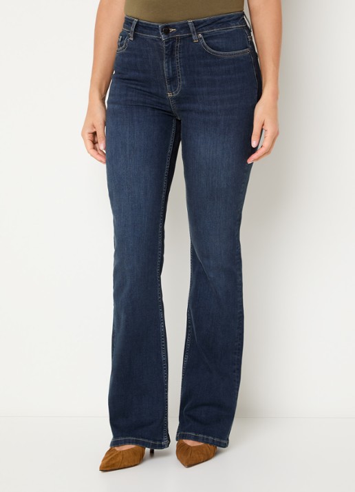ba&sh Aommie mid waist flared jeans met donkere wassing - detail indigo