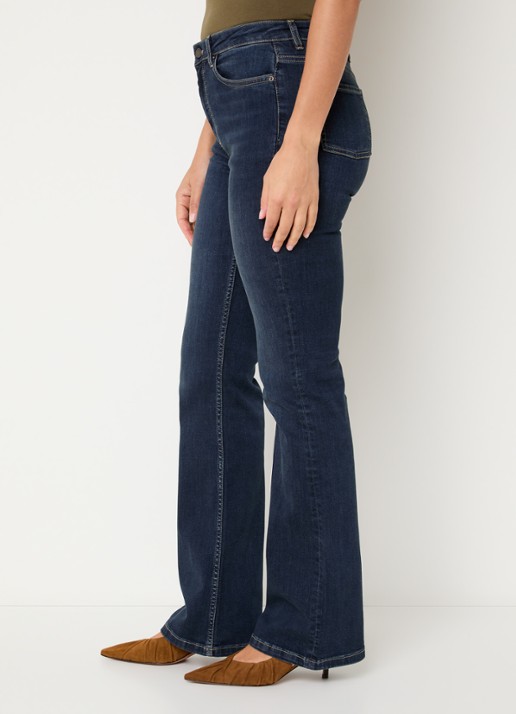 ba&sh Aommie mid waist flared jeans met donkere wassing - detail 2 indigo