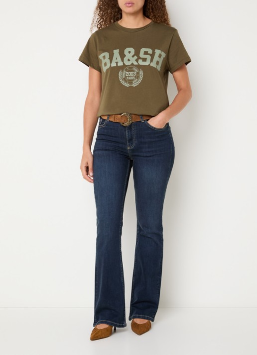 ba&sh Aommie mid waist flared jeans met donkere wassing - voorkant 5 indigo