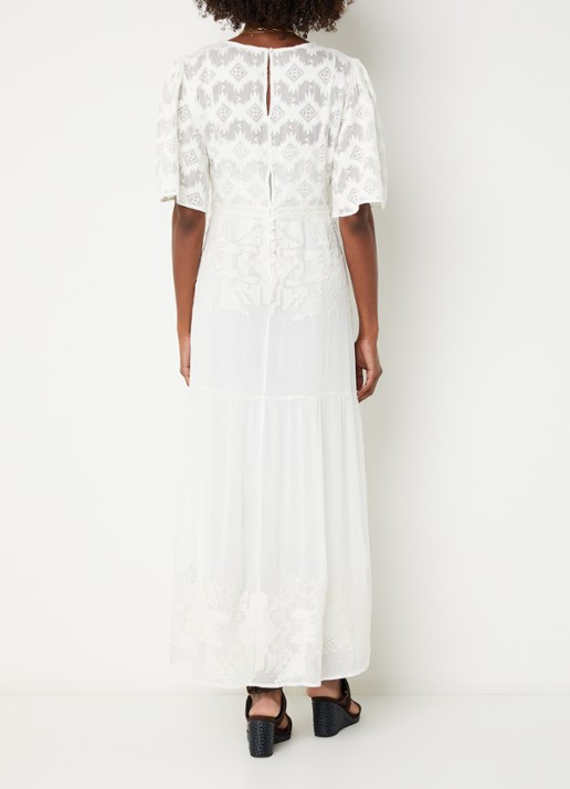 ba&sh Aphrodite maxi jurk met borduring - achterkant wit