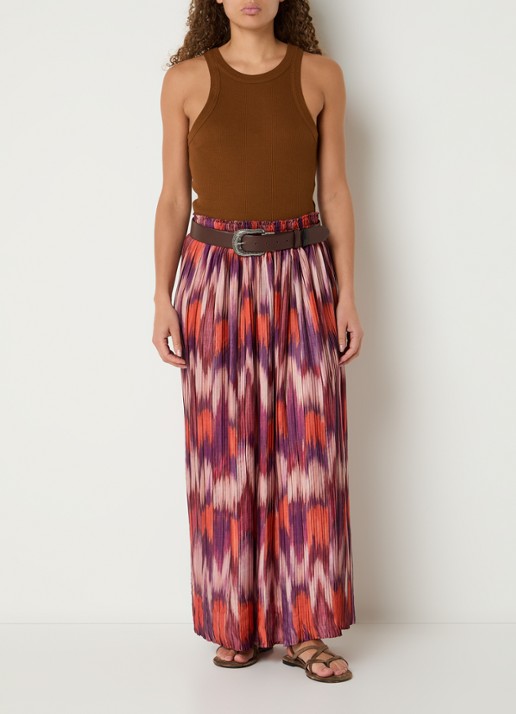 ba&sh Ariette maxi rok met plissé - voorkant 2 kersenrood