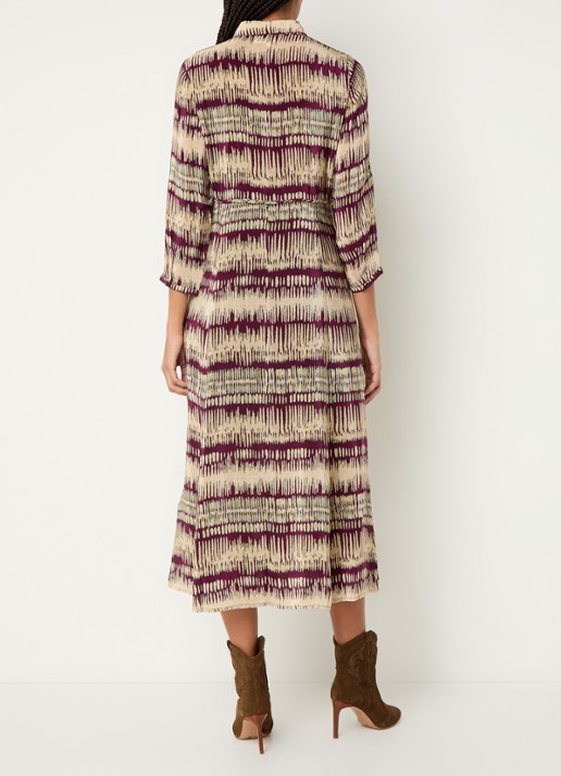 ba&sh Artemis midi blouse jurk met print - achterkant aubergine