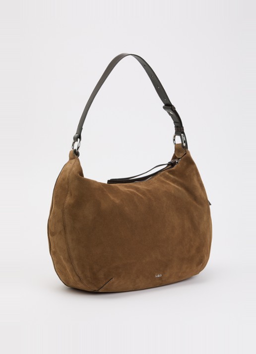 ba&sh Arya M crossbodytas van suède - achterkant bruin