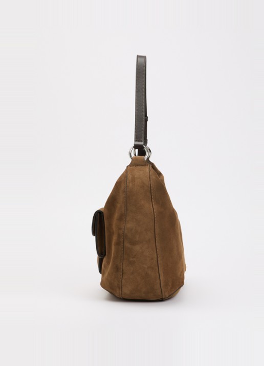 ba&sh Arya M crossbodytas van suède - detail 3 bruin