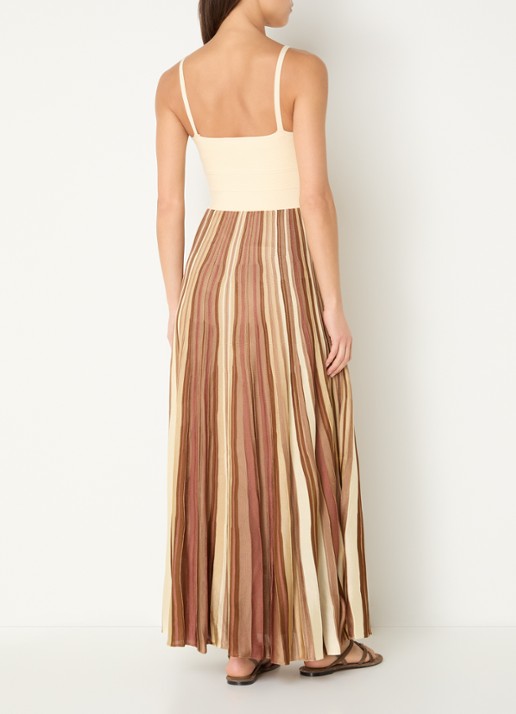 ba&sh Atia maxi jurk met streepprint - achterkant 2 bruin