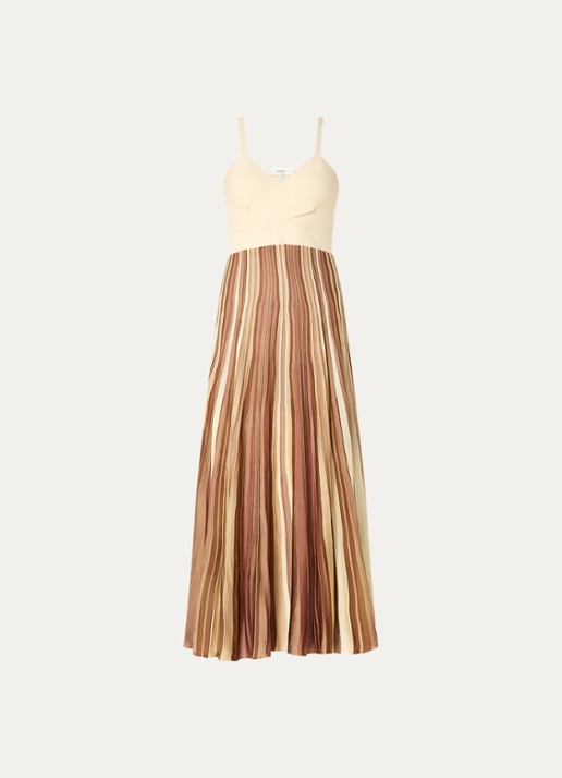 ba&sh Atia maxi jurk met streepprint - voorkant 3 bruin