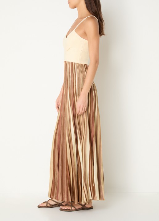 ba&sh Atia maxi jurk met streepprint - voorkant 4 bruin