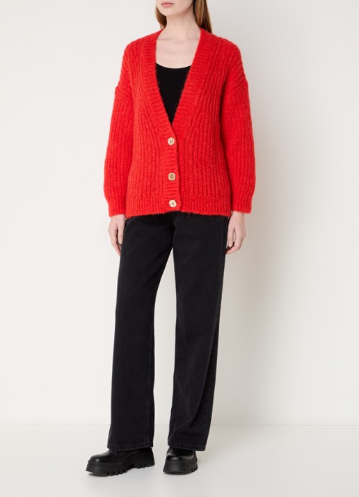 ba&sh Baba grofgebreid vest in alpaca wolblend - voorkant 3 rood