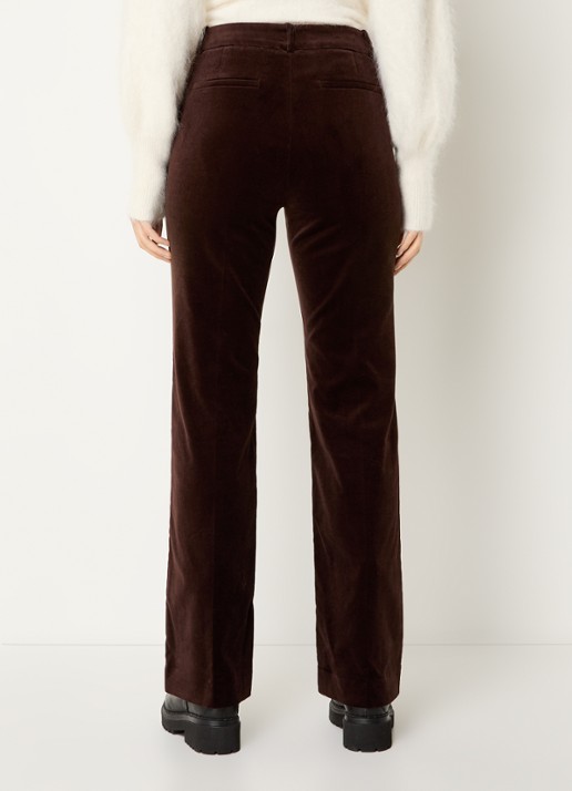 ba&sh Babilon mid waist straight fit pantalon van fluweel met steekzakken - achterkant chocoladebruin