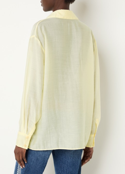 ba&sh Bao semi-transparante blouse met klepzakken - achterkant 4 lichtgeel