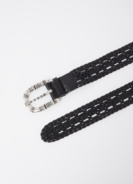ba&sh Barbara gevlochten riem van leer - detail zwart