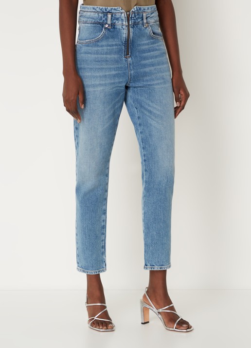 ba&sh Barnie high waist slim fit cropped jeans met medium wassing