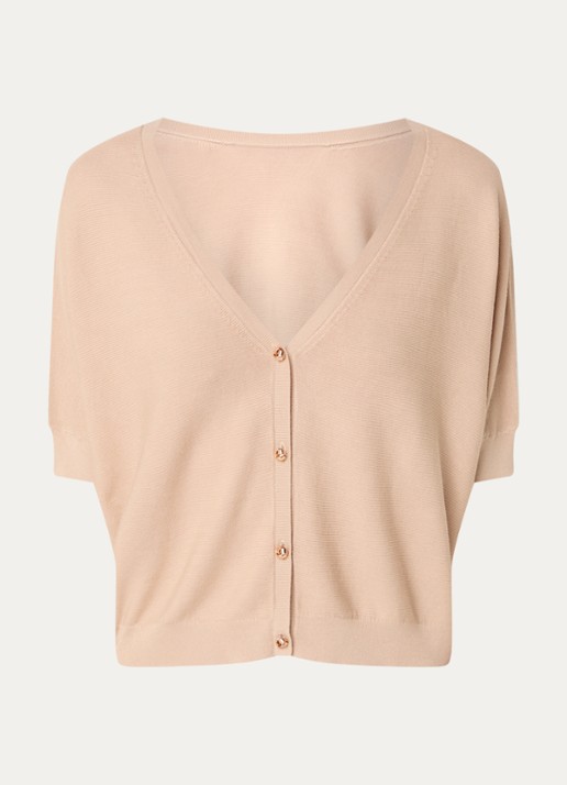 ba&sh Basem fijngebreid vest met V-hals - voorkant 3 beige