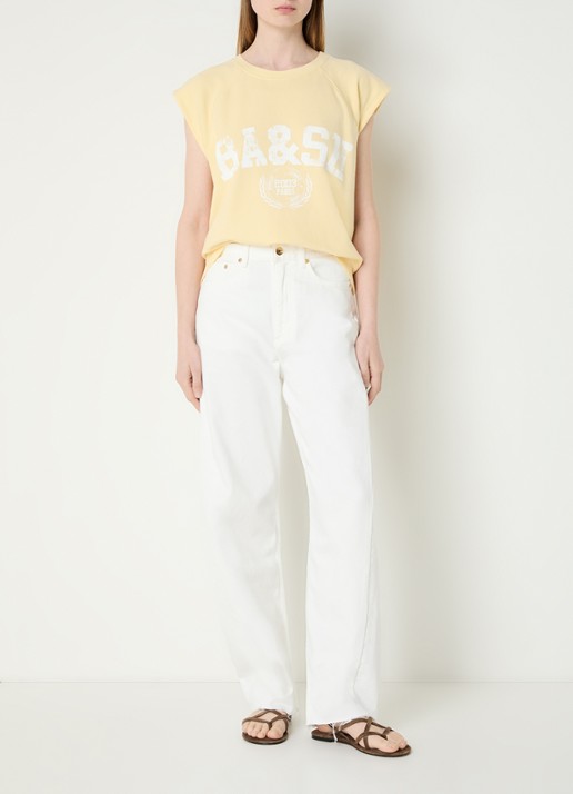 ba&sh Beata sweater met logoprint - voorkant 3 lichtgeel