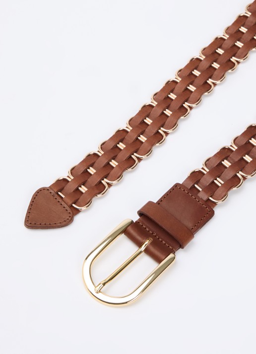 ba&sh Beck riem van leer - detail 2 oranjebruin
