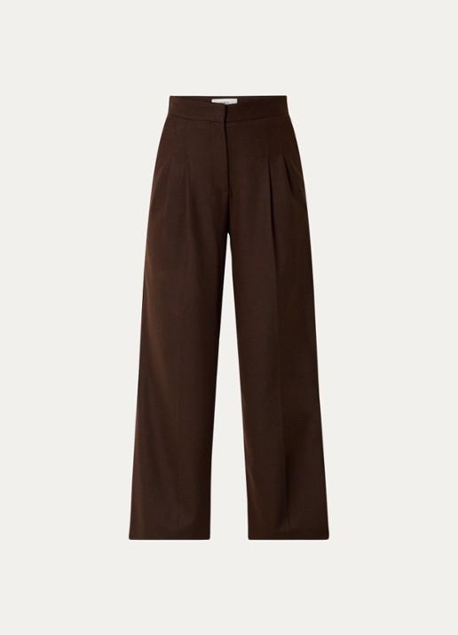 ba&sh Bedwin high waist wide fit pantalon met steekzakken - voorkant 2 chocoladebruin