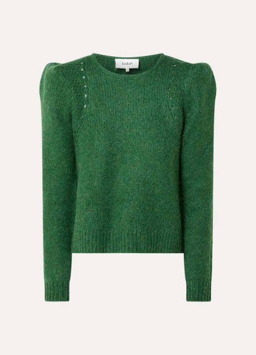 ba&sh Belma grofgebreide trui in alpaca wolblend - voorkant 2 groen