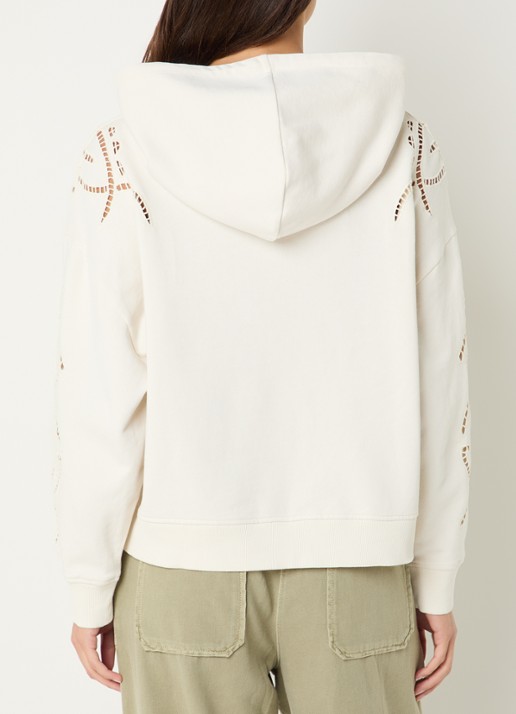 ba&sh Beni hoodie met opengewerkt dessin - achterkant 5 gebroken wit