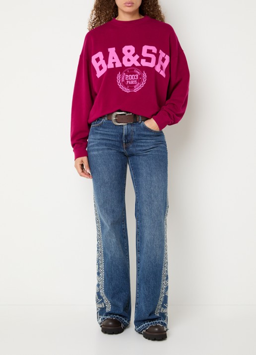 ba&sh Benjamin sweater met logoprint - voorkant 4 fuchsia