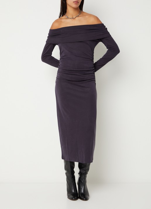 ba&sh Bettina ribgebreide off shoulder jurk