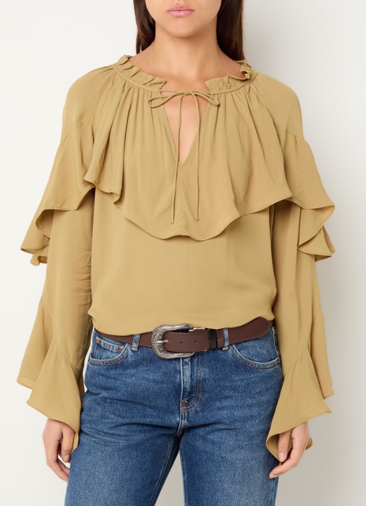ba&sh Betty semi-transparante tuniek met ruches en details van kant