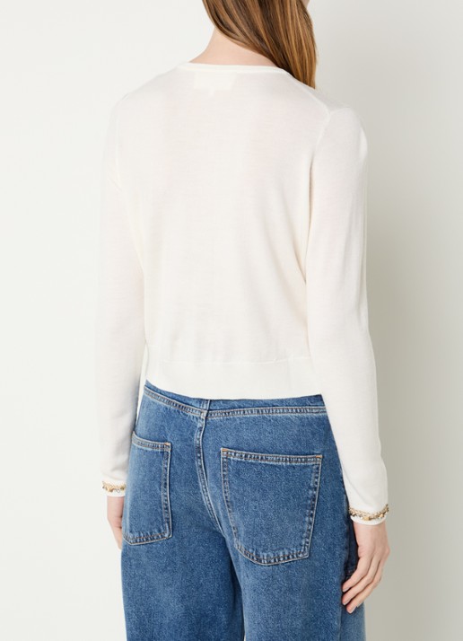 ba&sh Bijot vest van wol met strass - achterkant 4 gebroken wit
