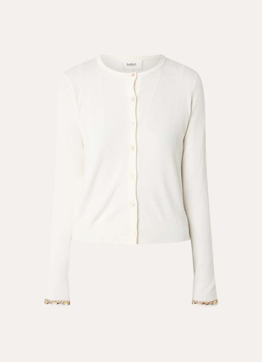 ba&sh Bijot vest van wol met strass - voorkant gebroken wit