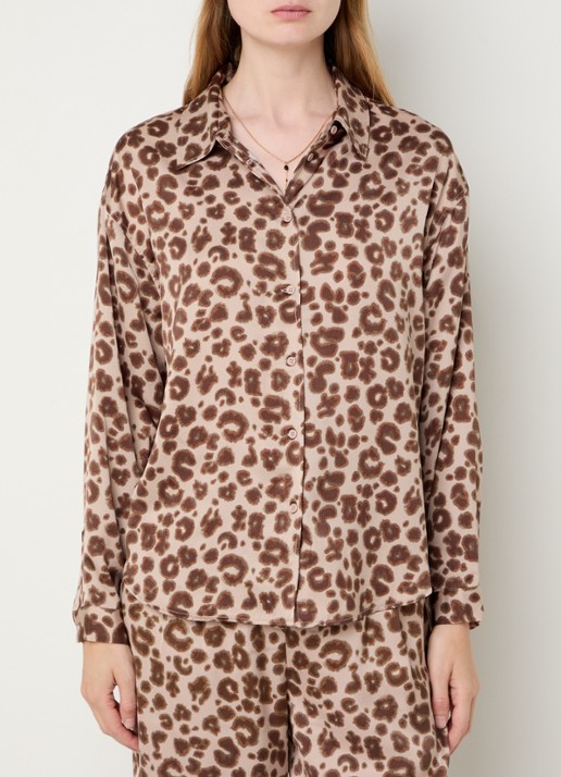ba&sh Billie blouse met panterprint - detail 4 beige