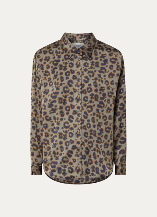 ba&sh Billie blouse van panterprint - voorkant 3 olijfgroen