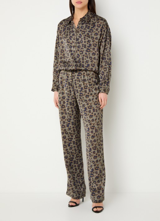 ba&sh Billie blouse van panterprint - voorkant 4 olijfgroen