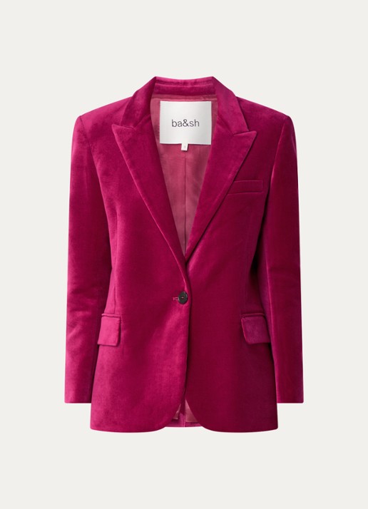 ba&sh Boop blazer van fluweel met klepzakken  - voorkant 3 fuchsia