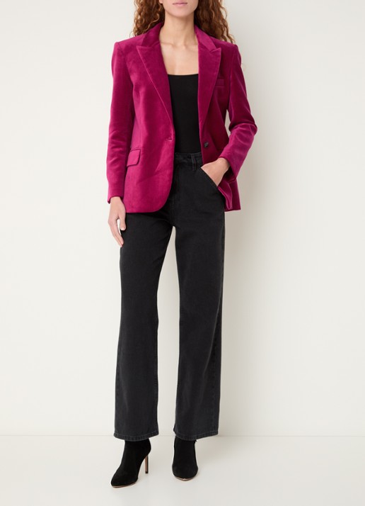 ba&sh Boop blazer van fluweel met klepzakken  - voorkant 4 fuchsia