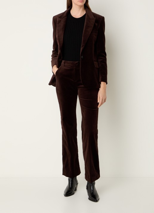 ba&sh Boop blazer van fluweel met klepzakken  - voorkant 4 hazelnootbruin