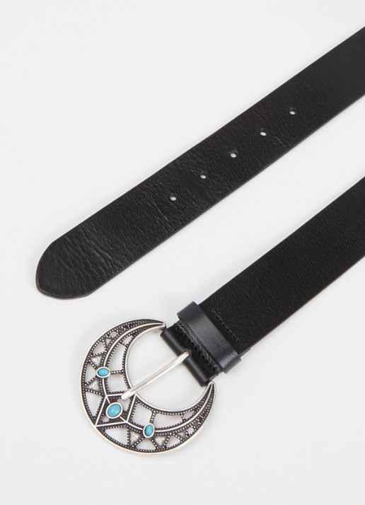 ba&sh Boston riem van leer - detail 2 zwart